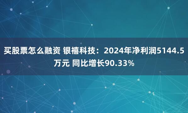买股票怎么融资 银禧科技：2024年净利润5144.5万元 同比增长90.33%