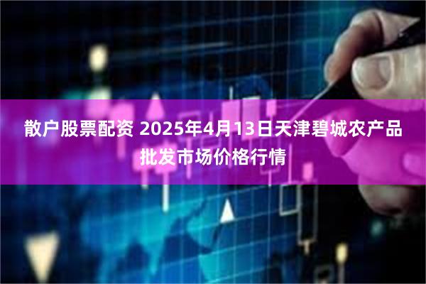  散户股票配资 2025年4月13日天津碧城农产品批发市场价格行情