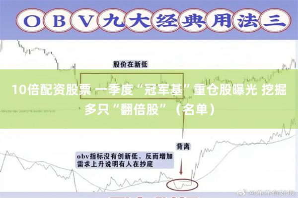 10倍配资股票 一季度“冠军基”重仓股曝光 挖掘多只“翻倍股”（名单）