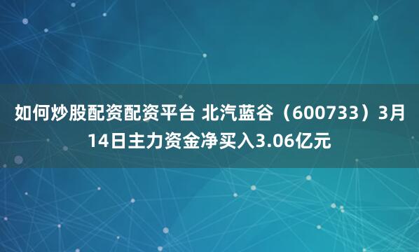 如何炒股配资配资平台 北汽蓝谷（600733）3月14日主力资金净买入3.06亿元